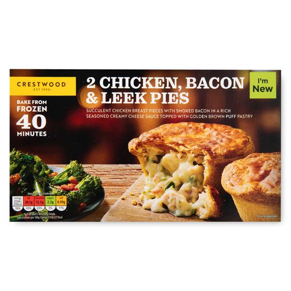 Crestwood Chicken, Bacon & Leek Pies 2x200g